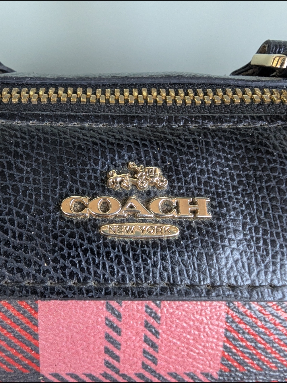 Coach Mini Bennett Satchel featuring a red, pink, andblack Riley Plaid print - Picture 2 of 13